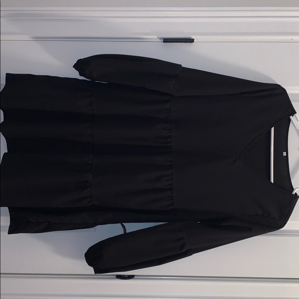 Black v-neck, layered dress.
